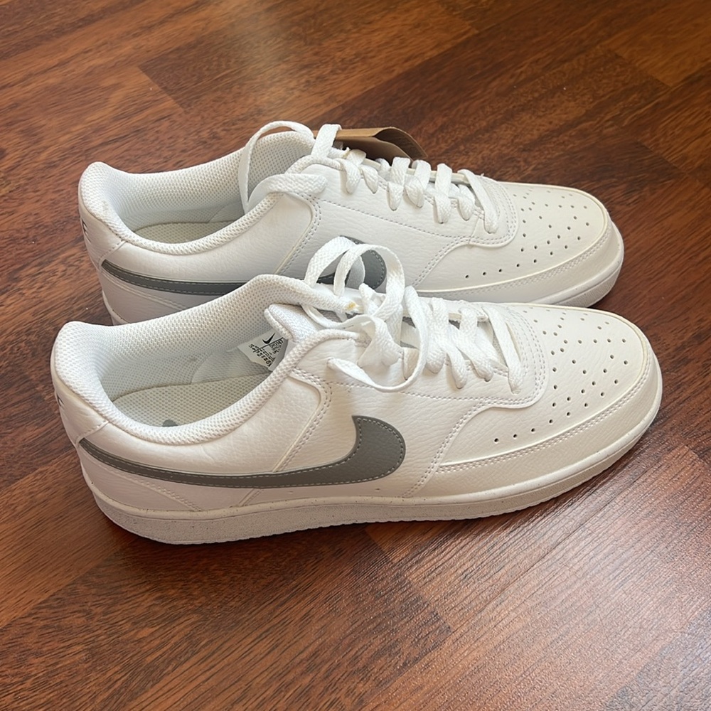 Nike Court Vision Low Sneakers - white with gray swoosh